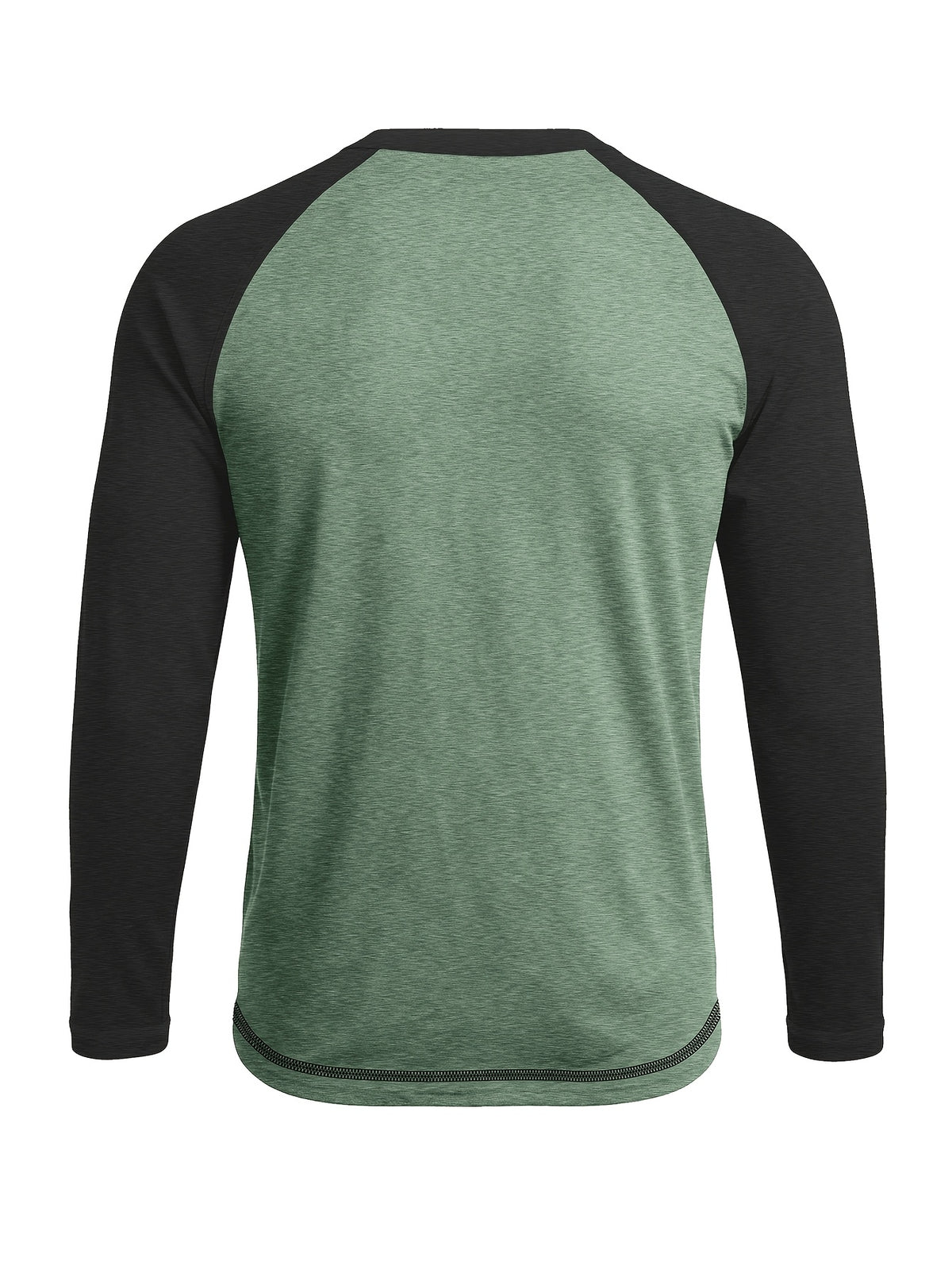 Cross-Border Men'S Long Sleeve Round Neck T-Shirt, Export European And American Men'S Clothing Color-Block Top Base Layer - Green With Black