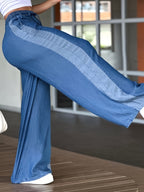 Y2K Imitation Denim Wide-Leg Pants | High-Waist Drawstring + Flowing Fabric, Lengthens Legs While Concealing Imperfections, Easy to Pair for Daily Commutes, Tallening and Hip-Hiding, Spring/Summer Commuter Pants for Lazy Days LL168 - Navy Color