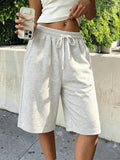 Women'S Tie-Waist Casual Multi-Functional Daily Wear Bermuda Shorts - Light Grey