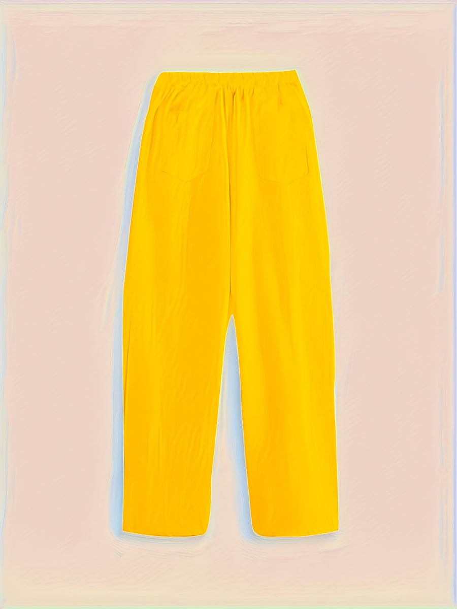 Women'S Spring And Summer Fashion Casual Solid-Color Trousers, Suitable for Beaches, Walking, And Parties - Yellow