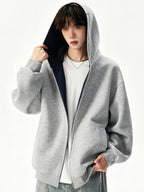 Men'S Hoodie American Trendy Heavyweight Cardigan Hooded Sweatshirt Unisex Spring Autumn Loose Casual All-Match Couple Jacket in Stock - Grey