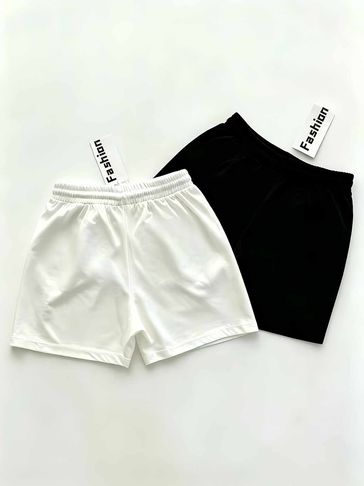 Women's Fashion Casual Shorts 2pcs Set - Black White