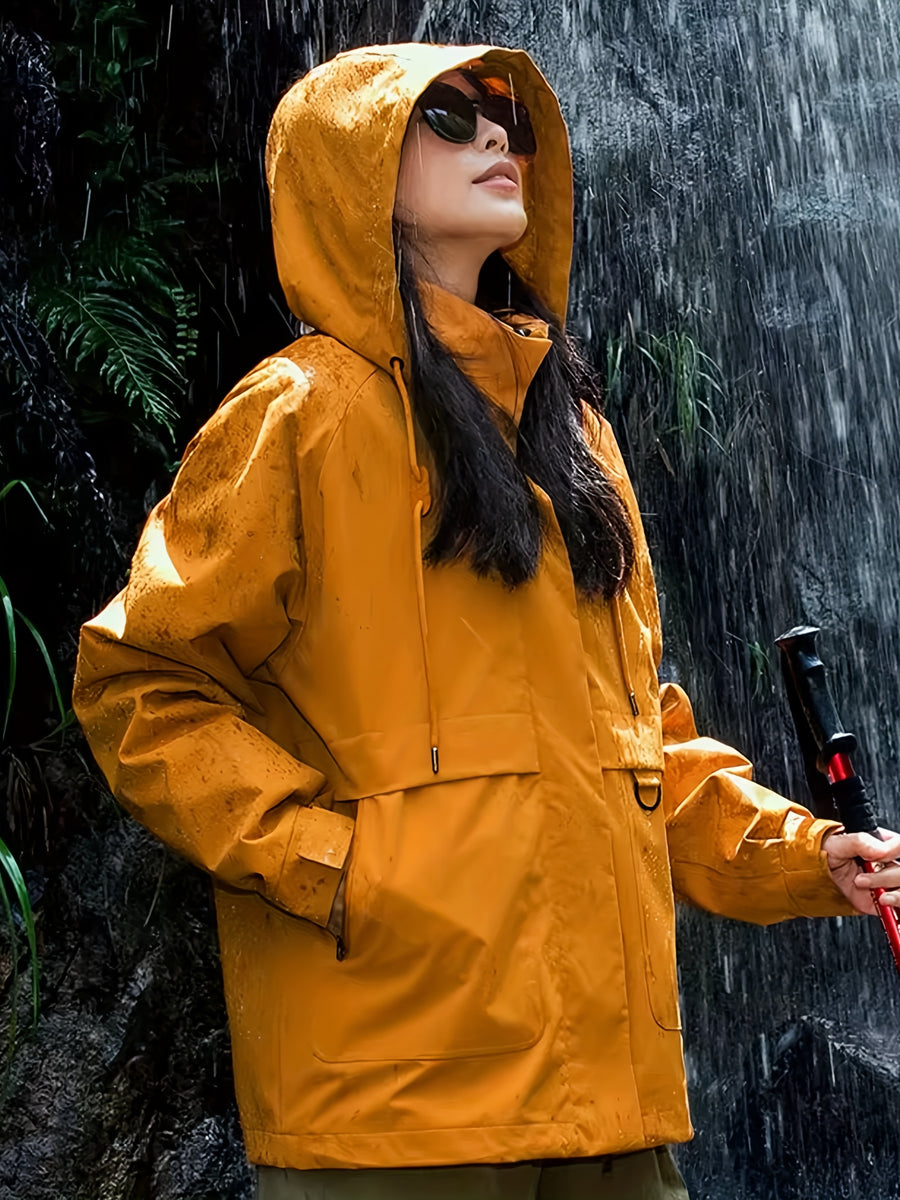 Women's Outdoor Windbreaker Jacket, Stylish Autumn/Winter Outerwear, Casual Loose Windproof Jacket, Fashionable Cardigan Workwear Trench Coat - Orange