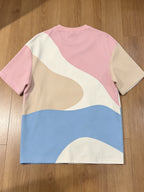 Abstract Print T-Shirt, Suitable for Summer Outings, Fresh Men's Color Block Patchwork Abstract Print T-shirt, Suitable for Summer Outings, Fresh Dopamine Colors - Mixed colors