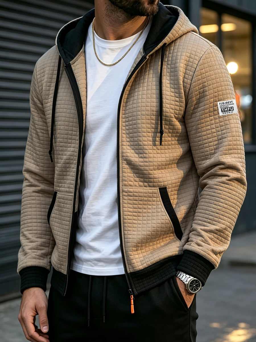 BOWZ Men's Knitted Cardigan, Men's Autumn/Winter Sweater, Hooded Sweatshirt with Pocket Design, Autumn/Winter Warm Top Jacket, Suitable for Outings, Casual Wear, Travel, and Sports - Khaki