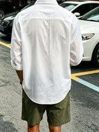 Men's Single-pc Shirt / Fishing / Hunting / Men's Outfits / Men's Designer Clothing / Spring and Autumn Four Seasons Casual Streetwear Outdoor Natural Material Shirt for Men, Comfortable Loose-Fit Long-Sleeve Thin Casual Shirt - White