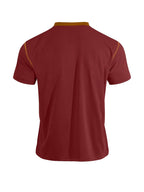 Men'S Spring Summer New Light Luxury Color-Block Henley Collar Short Sleeve T-Shirt, Half-Button 3-Button American Retro Top, High-Stretch Soft And Skin-Friendly Fabric, Breathable And Comfortable - Burgundy