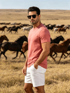 Fashion Athletic Men'S T-Shirt, Spring Summer New Style, Casual Versatile, Comfortable Breathable Lightweight, Trendy Slim Fit, Soft Skin-Friendly Fabric, Individual Premium - Pink Color