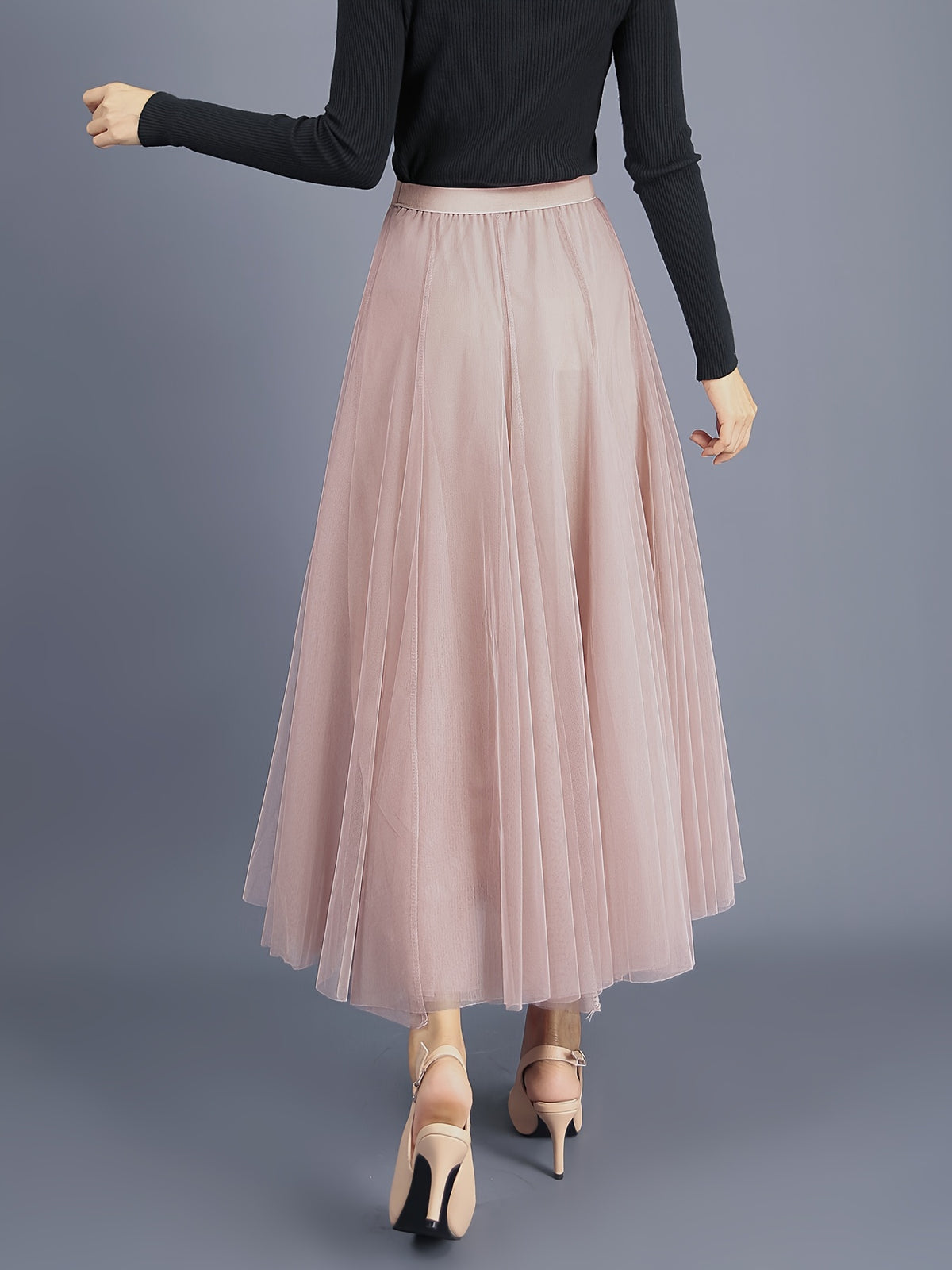 Double 10 Meter 3-Layer Tulle Skirt, Large Swing Puffy Long Skirt, High-Waisted Slim Fit Fairy Half Skirt, Mesh Skirt A-Line Skirt - Pink