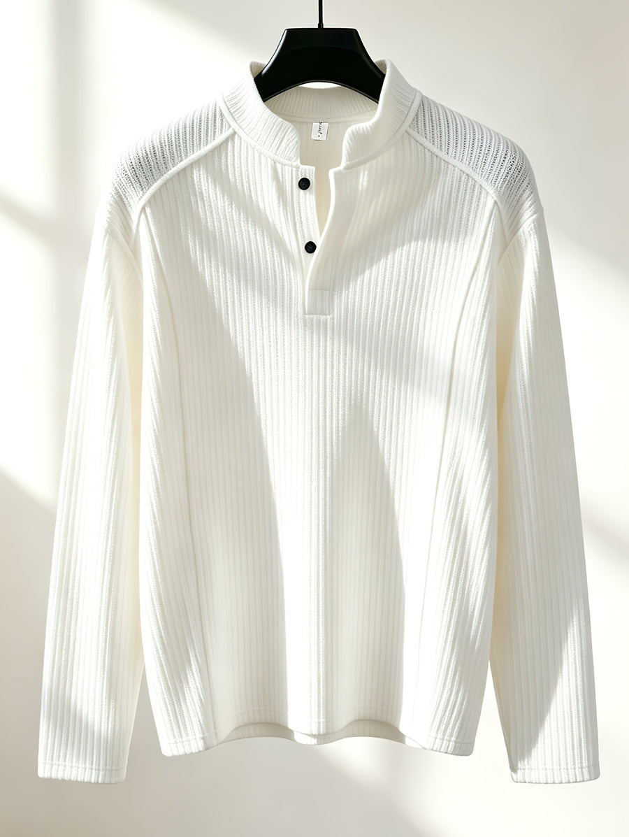 Men'S Sweatshirt Spring Autumn American Textured Stand-Up Pure Color Long Sleeve Top Trendy Minimal Casual Sweatshirt in Stock - White