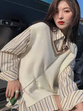 2025 Spring/Autumn College Style V-Neck Sweater Vest Top Chic Little Dress Style Vest - Off-white