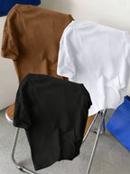 3pcs Set Men's Pure Cotton Short-Sleeve Crew Neck T-Shirt with Milan, Italy Pattern, Suitable for Daily Casual Wear, Comfortable, Soft, Breathable, Summer Essential - Black+white+coffee