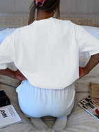 (Popular T-shirts) Spring and summer new fashion trend Women's short-sleeved round neck T-shirt versatile trendy brand short-sleeved Women's tops - White