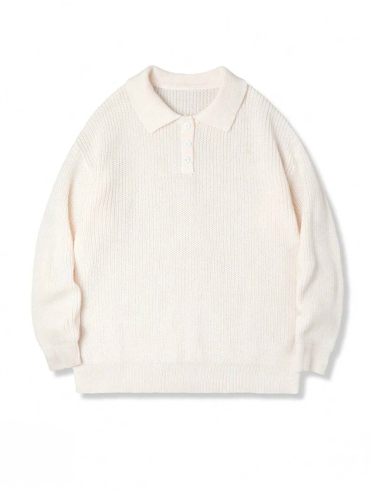 Autumn Wear Back to School Opening Clothes Autumn Winter Trendy Japanese Korean Easy Men'S Casual Loose Polo Neck Half-Button Pullover Long Sleeve Sweater - Apricot