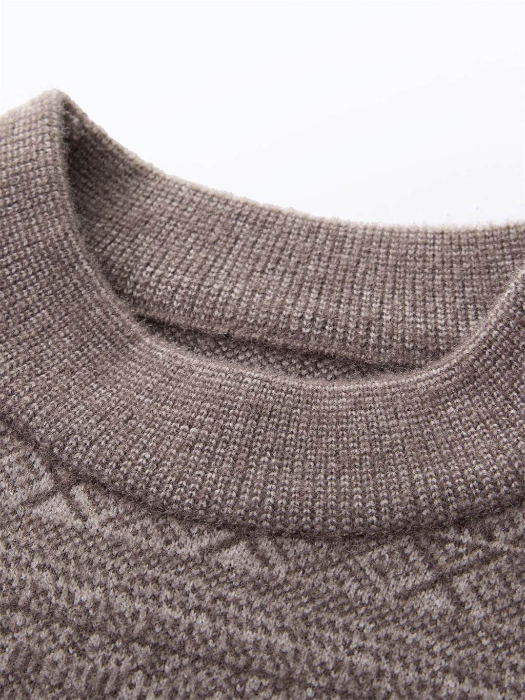 Autumn Winter Knit 3D Solid Round Neck Sweater, Basic Knit Pullover Top for Men, Fashionable Long Sleeve Sweater, Size Y - Deep Gray