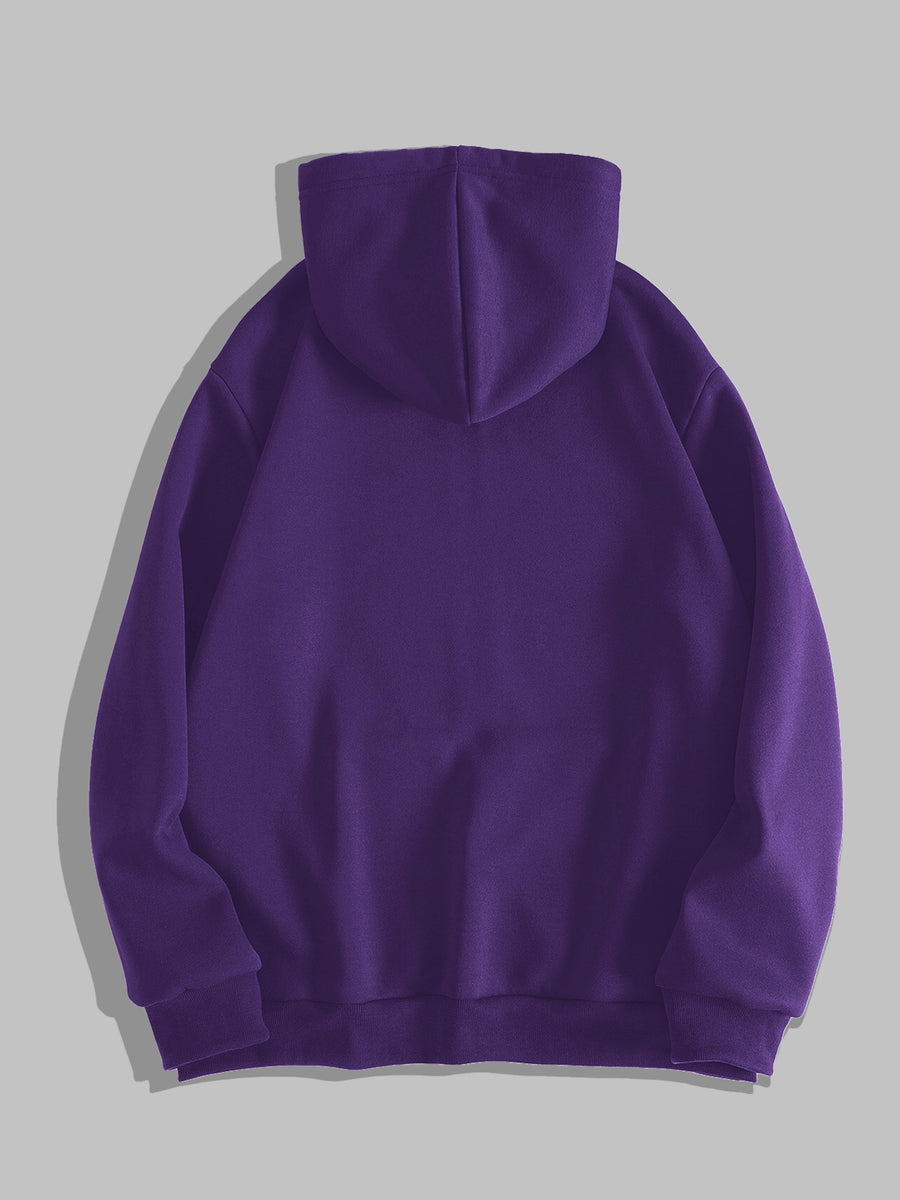 Black Metal Thorns Print Zipper Hooded Cardigan Sweatshirt - Purple