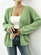 Women'S Comfortable And Good-Looking Long V-Neck Cardigan/Clear Texture Sweater/Very Suitable for Women/Spring Autumn Winter Style Sweater Essential for Women This Is a Set of Fashionable And Comfortable Women'S Clothing with Loose Fit And Lantern S - Light Green