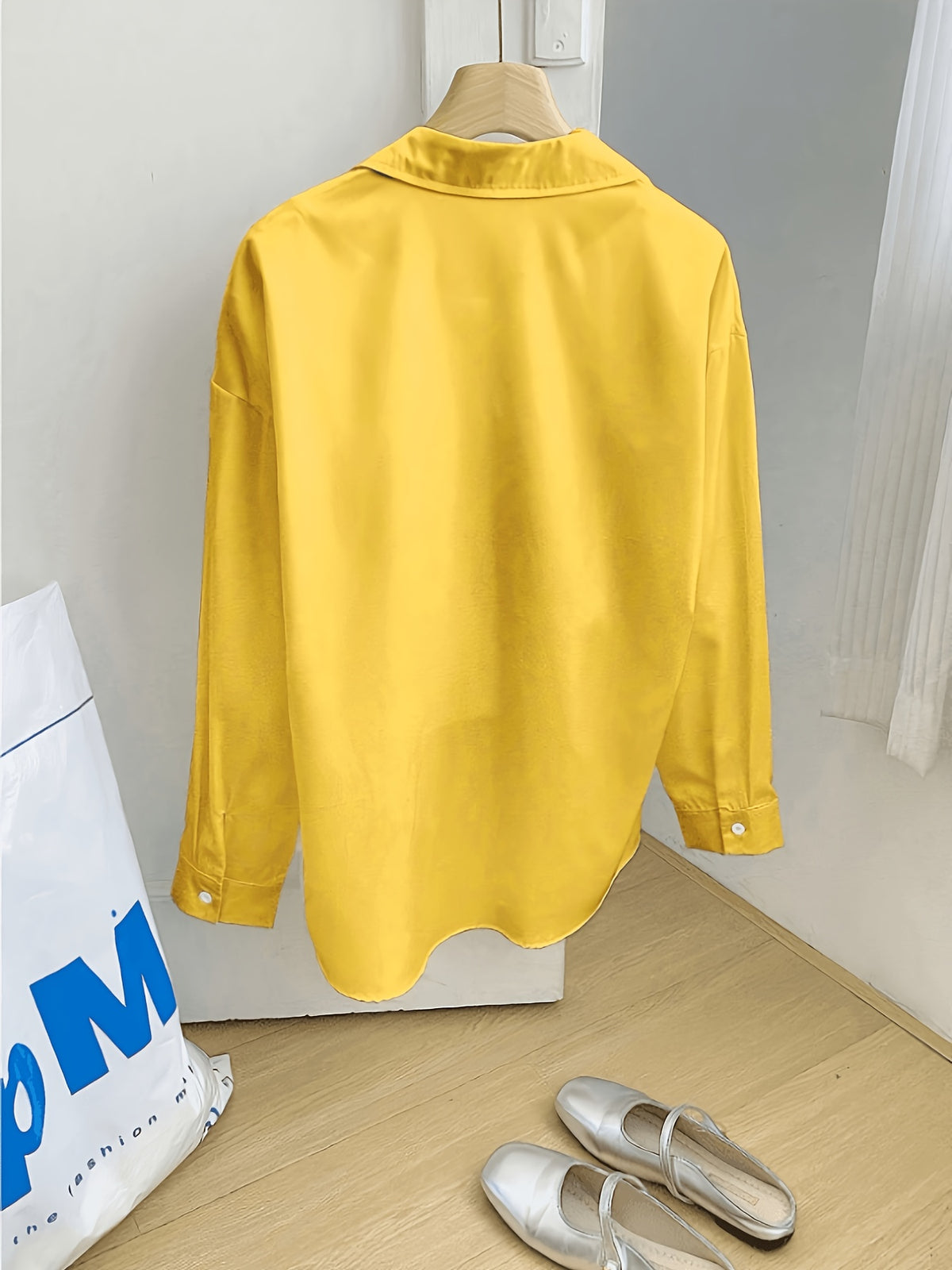 Solid Color Long Sleeve French Shirt for Women New Arrival - Yellow
