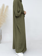 Plus Size - Plus Size - 1pc Prayer Jilbab Outfit for Muslim Women, Stylish And Elegant, Features a Solid Color, Ideal for Everyday Wear, Festivals, Gatherings, And Outdoor Events. Women'S Islamic - Olive Green