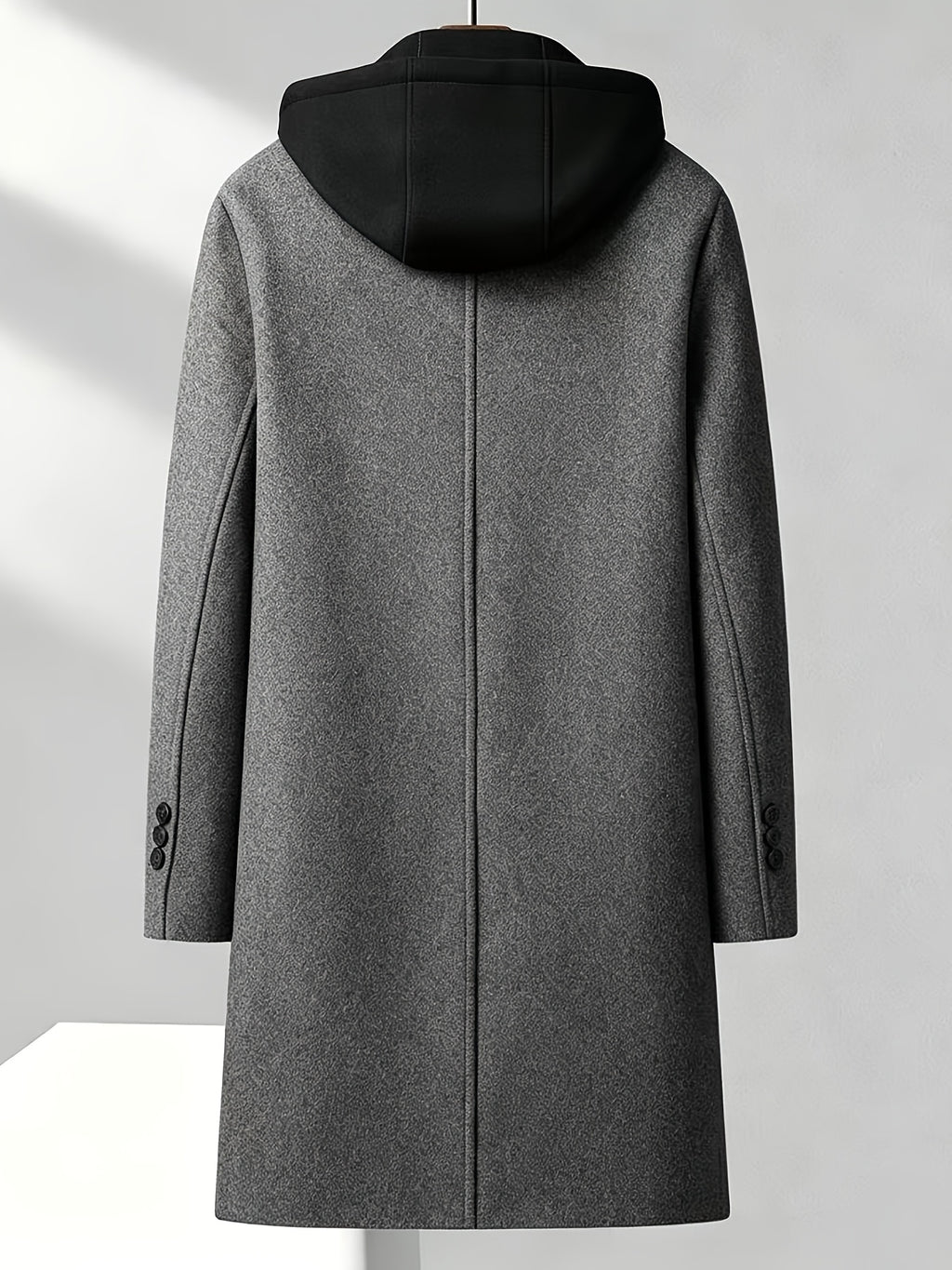 8803 New Thickened Warm Casual Business Removable Hooded Style Thickened Velvet Blend Trench Coat Men'S Jacket - Grey