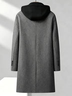 8803 New Thickened Warm Casual Business Removable Hooded Style Thickened Velvet Blend Trench Coat Men'S Jacket - Grey