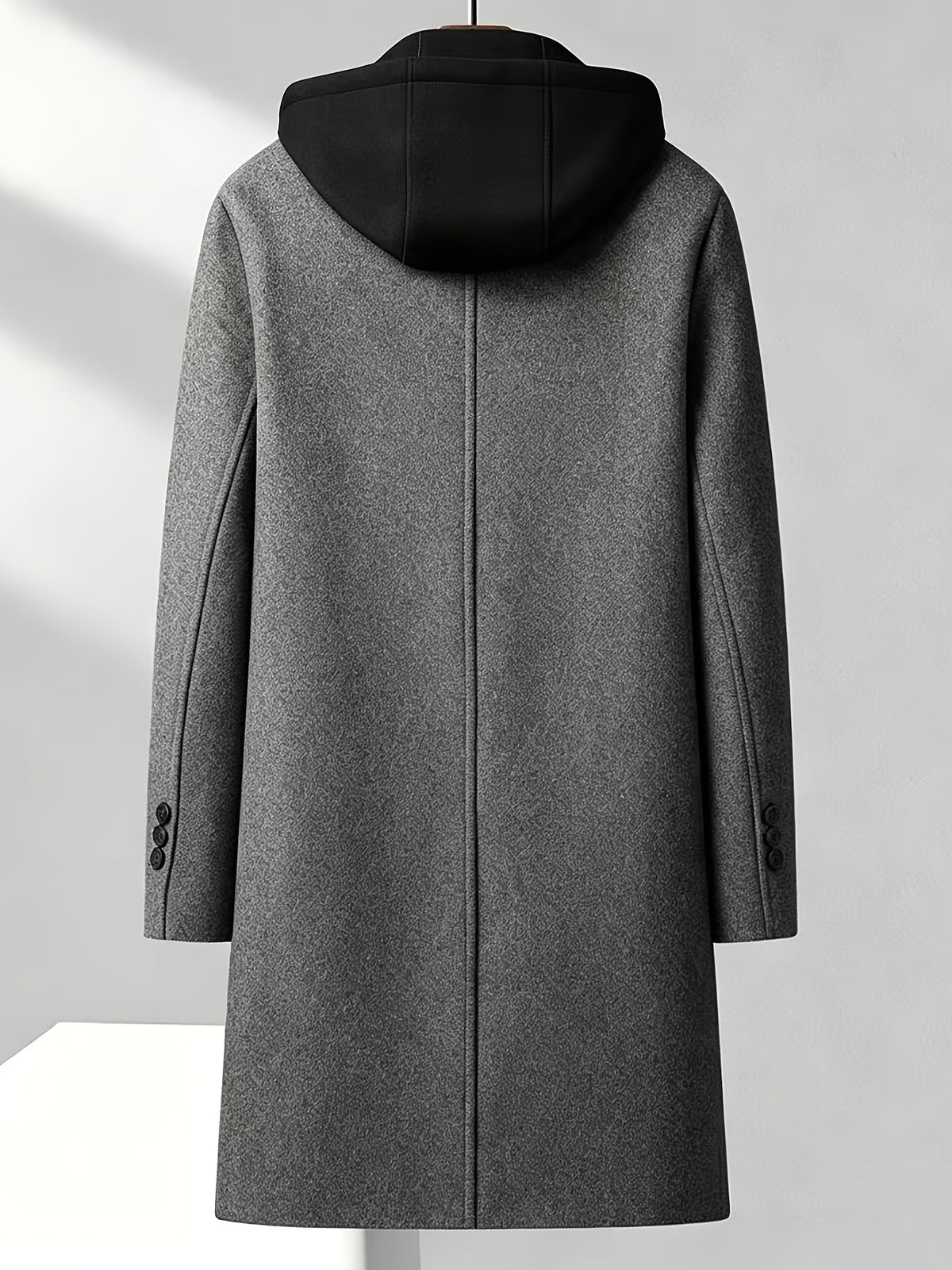 8803 New Thickened Warm Casual Business Removable Hooded Style Thickened Velvet Blend Trench Coat Men'S Jacket - Grey