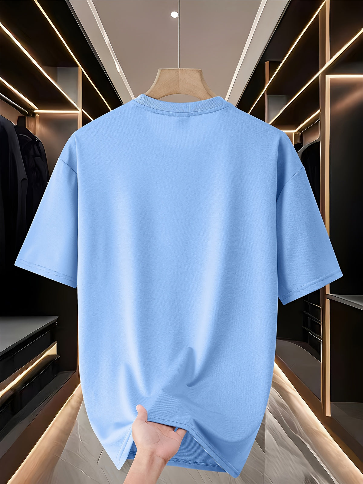 Custom T-Shirts / - "My T-Shirt, My Choice" Design Your Own with Text//Logo Suitable for Team Uniforms, Music Festival Outfits, Gifts for Him, Short Sleeve Round Neck Loose Fit Machine Washable T-Shirt - Sky Blue