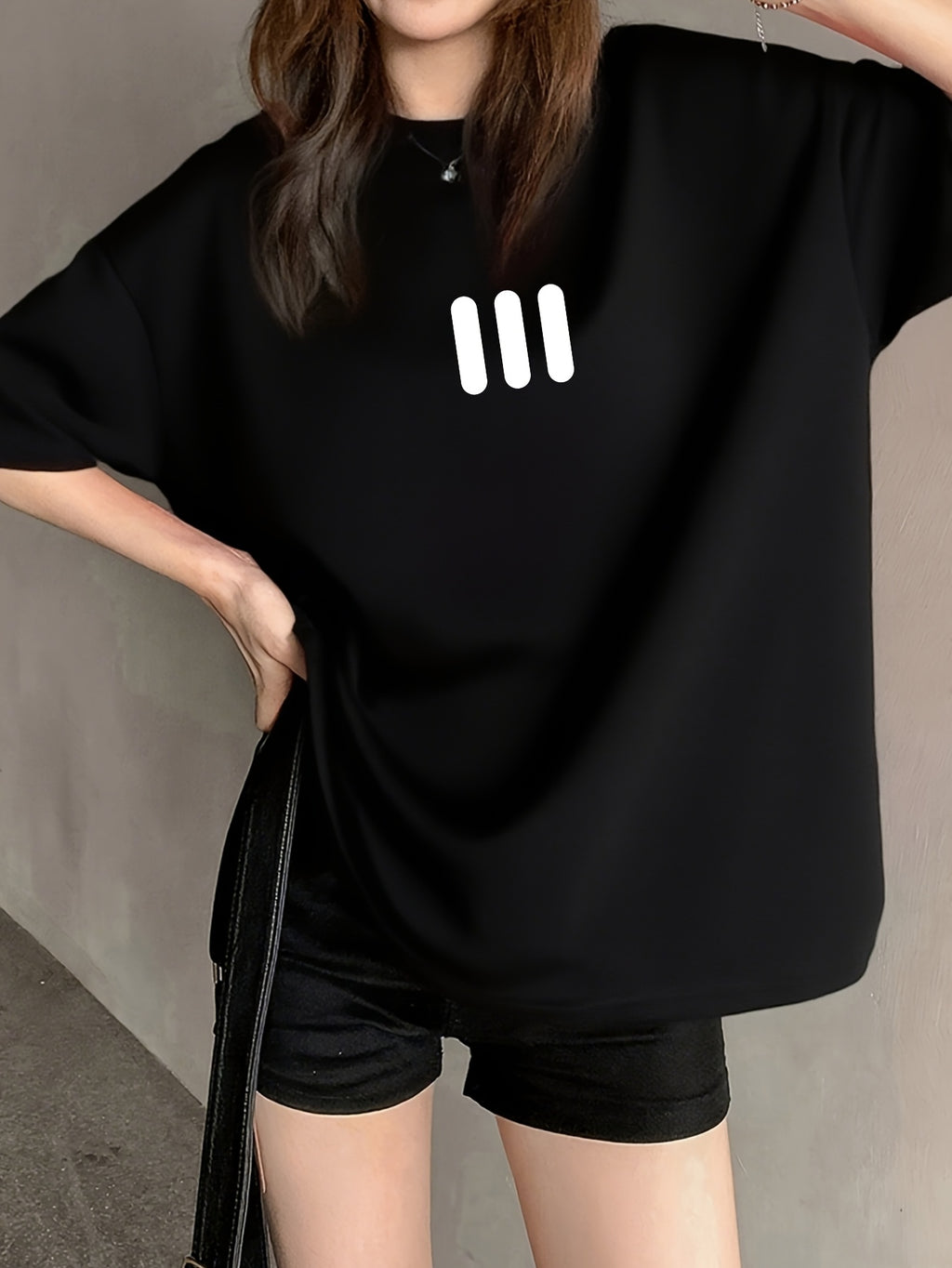 Vintage Fashion Short Sleeve T-Shirt for Women, Summer Cartoon Print Short Sleeve T-Shirt, Pure Short Sleeve T-Shirt Top, Unique Design Niche Chic Loose Fit Top Base Layer #3333 - Black