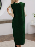 Women'S Bodycon Temperament Long Dress Outer Vest Long Dress Thick Elegant Ladylike Autumn Winter Korean Style Tank Top Sweater Dress Women'S Beautiful Ladylike Premium Skirt - Dark Green