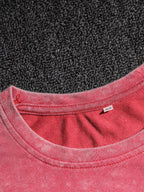 American College New Jersey 93 Number Pattern Print, Women'S 2Pcss Set, Women'S Retro Washed Fabric Loose Casual Round Neck Short Sleeve T-Shirt And Elastic Waist Drawstring Retro Washed Casual Athletic Long Pants Women'S 2Pcss Set - Red+Red