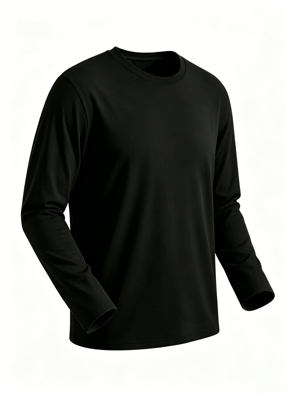 4pcs of Pure Cotton Breathable Round-neck Long-sleeve T-shirts, Soft and Well-fitting, Classic Style Suitable for Business Casual and Casual Attire, Versatile for All Seasons and Can Be Worn as an Outer Layer or as an Inner Layer - Black