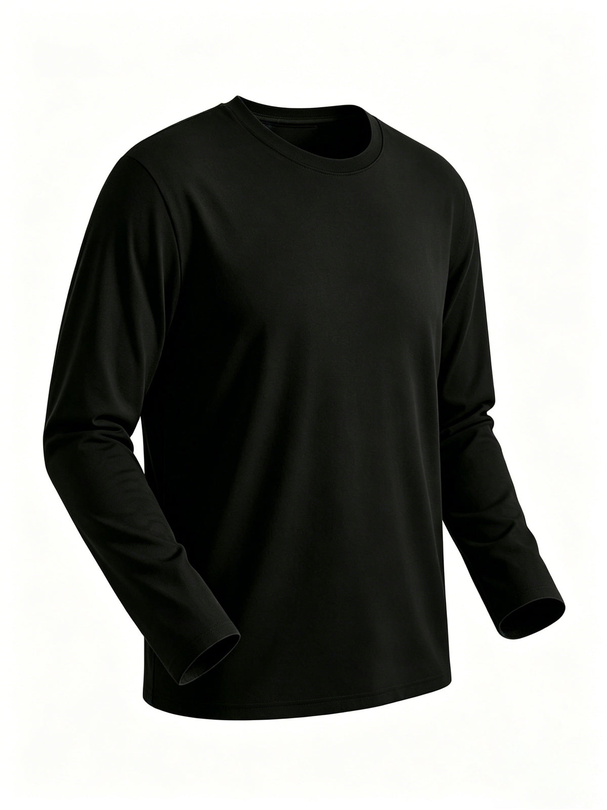 4pcs of Pure Cotton Breathable Round-neck Long-sleeve T-shirts, Soft and Well-fitting, Classic Style Suitable for Business Casual and Casual Attire, Versatile for All Seasons and Can Be Worn as an Outer Layer or as an Inner Layer - Black