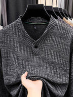 New Men's Long-Sleeve Warm Fashionable Versatile Knit Sweater - Black