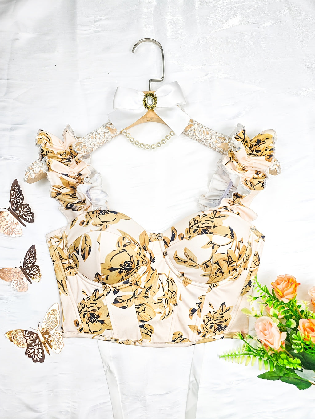 New Sexy Party Hot Backless Embroidered Top Patchwork Button-European Women'S Fashion Camisole Small Vest - Apricot