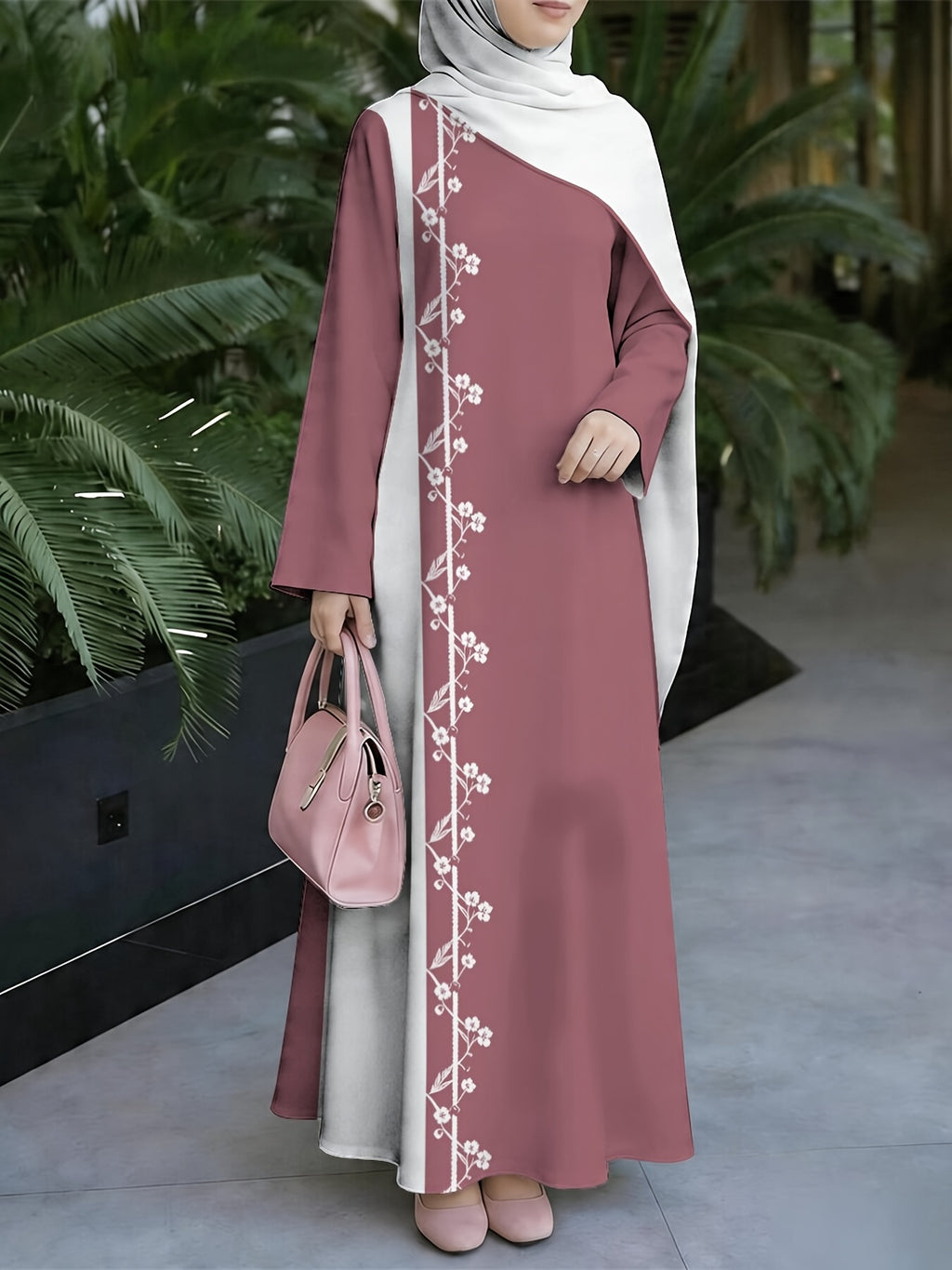 New Middle Eastern Style Muslim Elegant Robe, Featuring Middle Eastern Ethnic-inspired Prints and Maxi Dress Design, Suitable for Eid Al-Fitr and Eid Al-Adha. This Loose, Comfortable, and Breathable Long-sleeve Dress Is Perfect for Commuting - Mixed colors