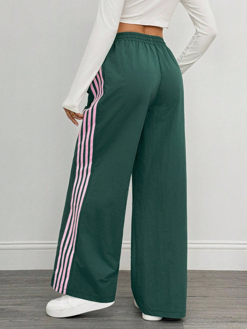 Reading Week Clothing, Back to Season, 1pc 2025 Autumn Winter New Casual Sports Fashion Comfortable Beautiful Color-Blocked Waist Drawstring Women'S Long Pants, Suitable for Holiday Gifts Women'S Apparel - Dark Green