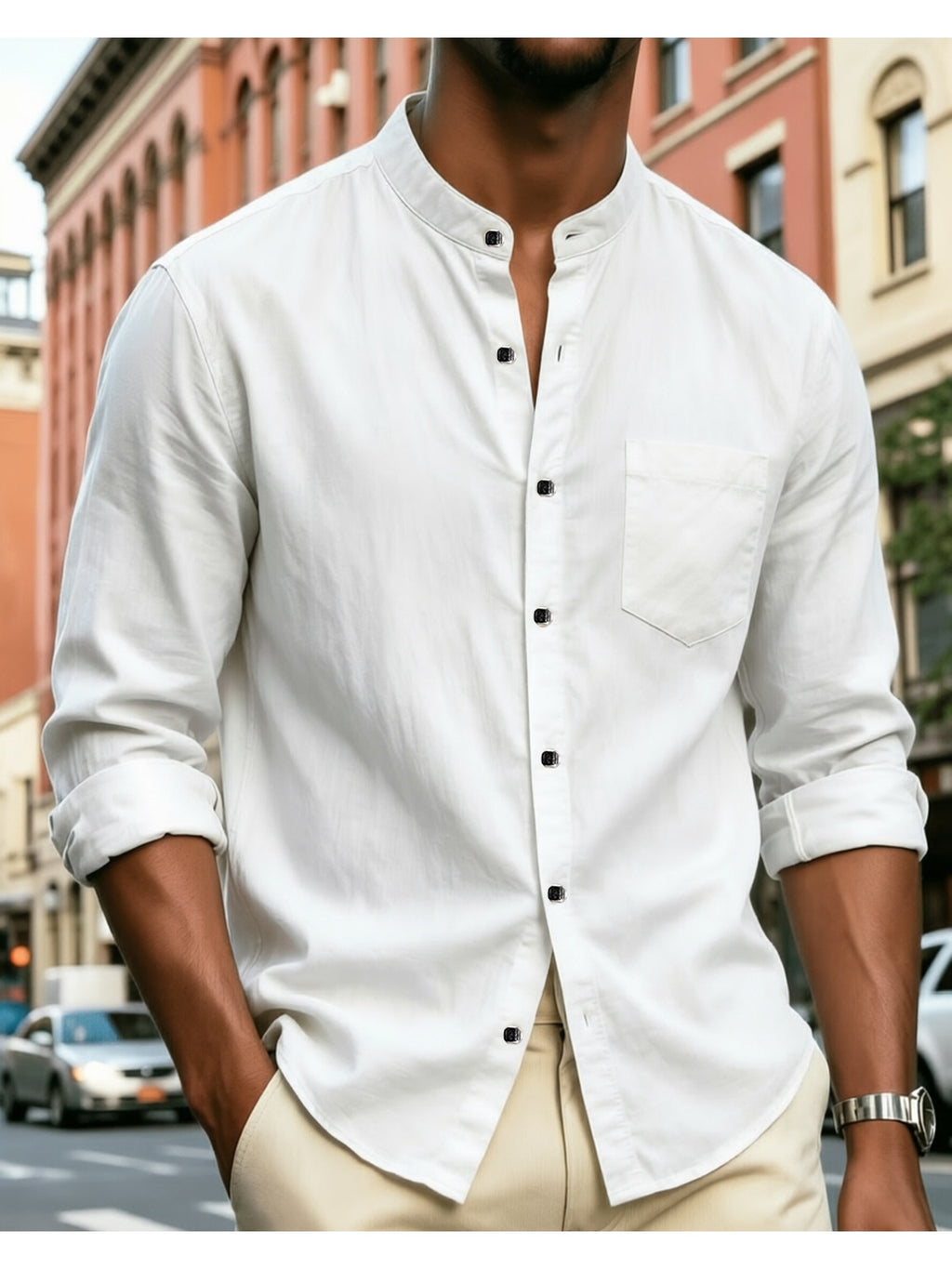 5pcs Men's  Long-Sleeve Shirts - Lightweight and Breathable Fabric with Pockets, Suitable for Summer Outdoor Walks and Vacation Wear, Ideal Gift, Casual Style, Durable Construction, Essential Travel Set - Mixed colors