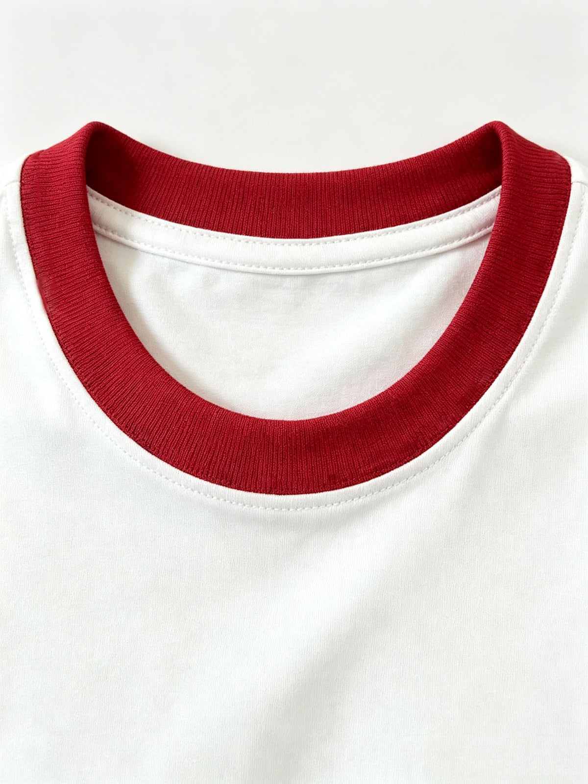 100%, Men'S Knitted Color-Block Round Neck Short-Sleeve T-Shirt, Summer Global All-Season Base Layer Factory Made Men'S Comfortable High-Fit Rate Casual Sports Contrast Patchwork Top - White Fight Red