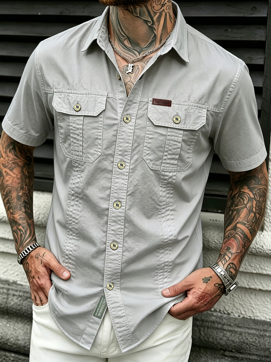Men'S Summer Cool Shirt Top - Casual, Versatile, Sweat-Absorbent And Quick-Dry Short Sleeve Shirt. Fashionable And Trendy Men'S Clothing. Suitable for Daily Workwear, Outings, Shopping, Vacations, And Leisure Activities - Off-white