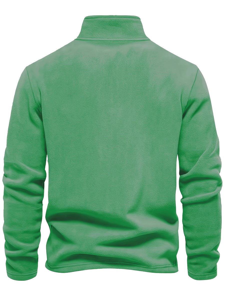 Men'S Winter Base Layer Outer Wear Comfortable Fleece Warm Stand-Up Collar Long Sleeve Sweatshirt 5pcs Set - Bright green + bright green + bright green + bright green + bright green