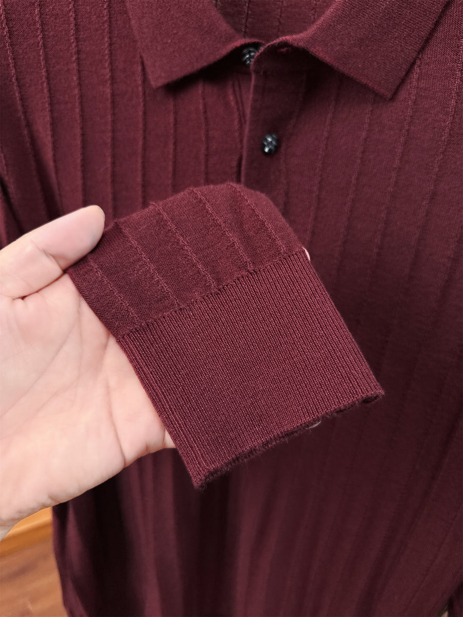 Autumn Winter Knit 3D Solid Color Lapel Sweater, Basic Knit Pullover Top for Men, Fashionable Long Sleeve Sweater HJ - 【Light Grey】
