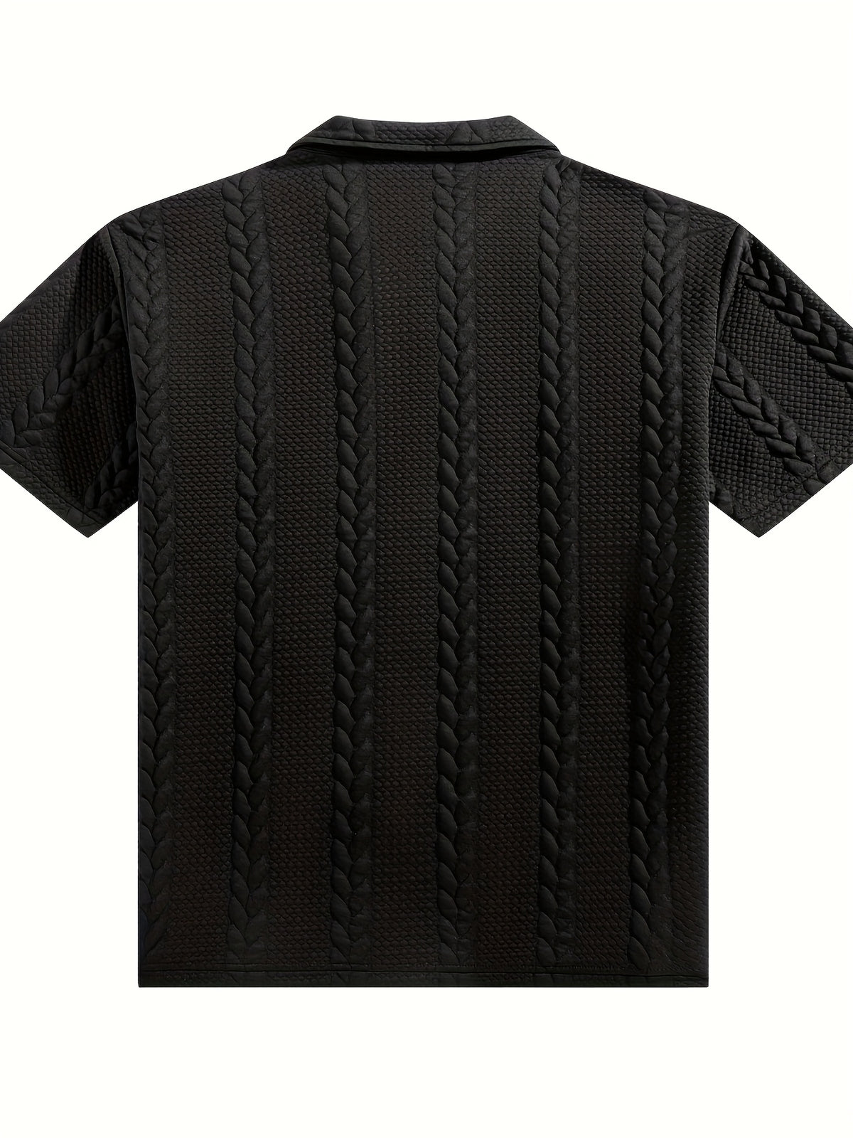 Men'S Wheat Jacquard Polo Shirts, 2pcs Combo Set (Half-Zip And Button Style), 3 Colors Available, Stretch Knit Short Sleeve Tops - Black