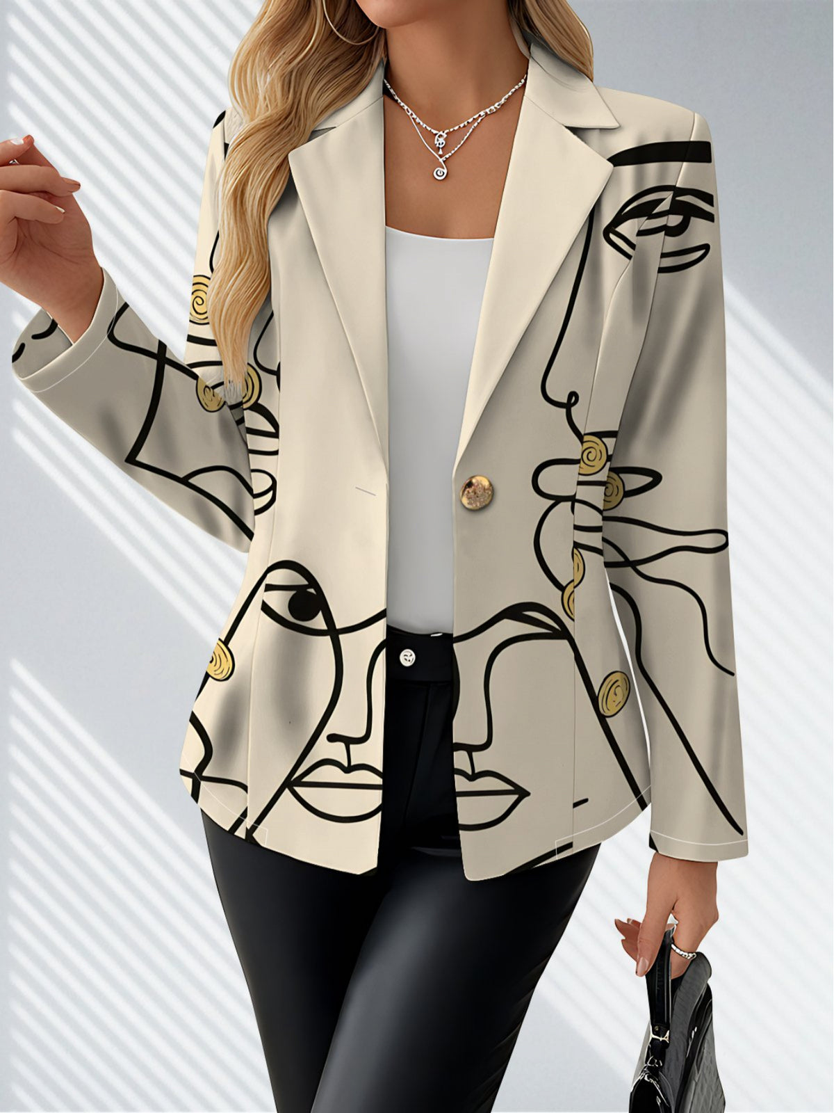 Autumn Women'S Fashion Wear Outdoor Travel Personalized Clothing Personalized Pattern Tops Printed Pattern Elegant Women'S Autumn Coat Exquisite Suit Jacket - Mixed colors