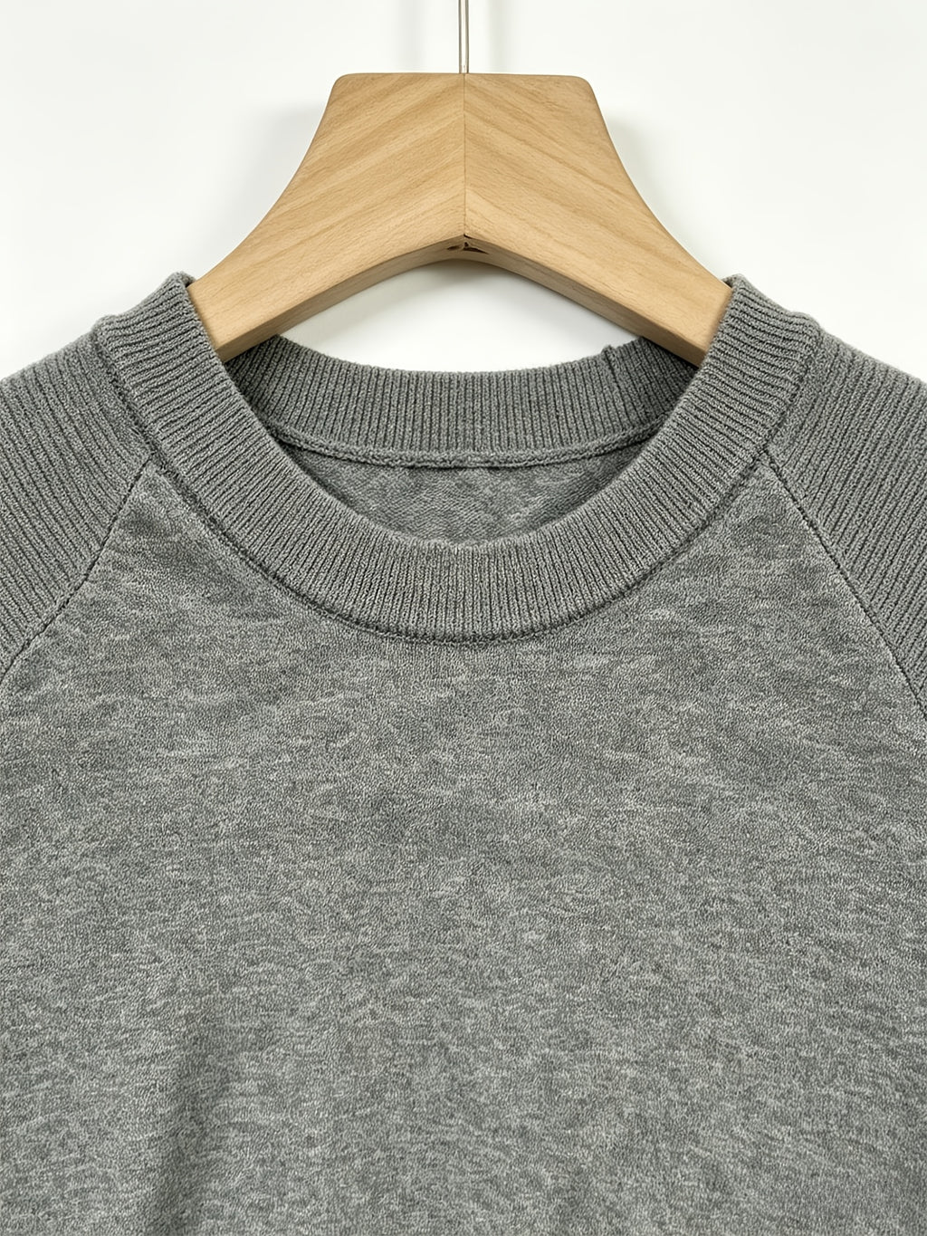 Men's Round Neck Raglan Sleeve Short Sleeve T-Shirt, Summer Breathable Solid Color Casual Versatile Business Short Sleeve Base Layer - Grey