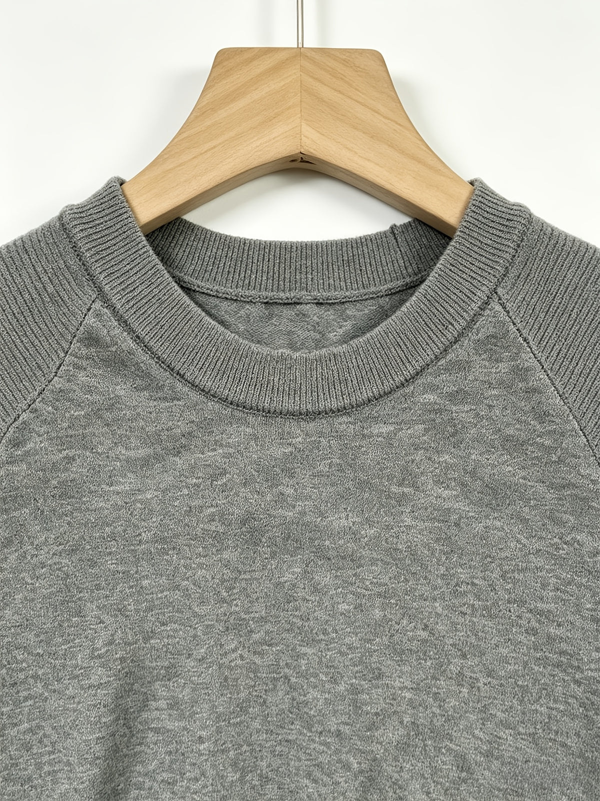 Men's Round Neck Raglan Sleeve Short Sleeve T-Shirt, Summer Breathable Solid Color Casual Versatile Business Short Sleeve Base Layer - Grey
