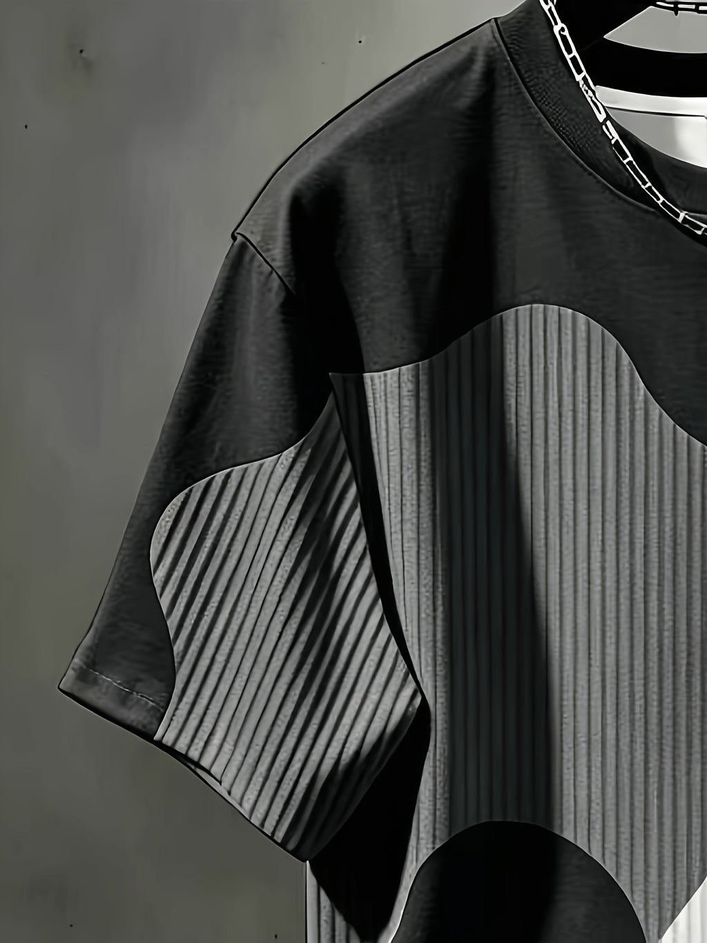 Men'S Casual Round Neck T-Shirt, Geometric Pattern Patchwork Striped Design, Chicago Word Pattern, Drapey Fashion Top, All-Season Wear, Breathable Regular Fit for Casual And Formal Outfits - Round Neck Casual Top, Comfortable Wear - Mixed Color 2