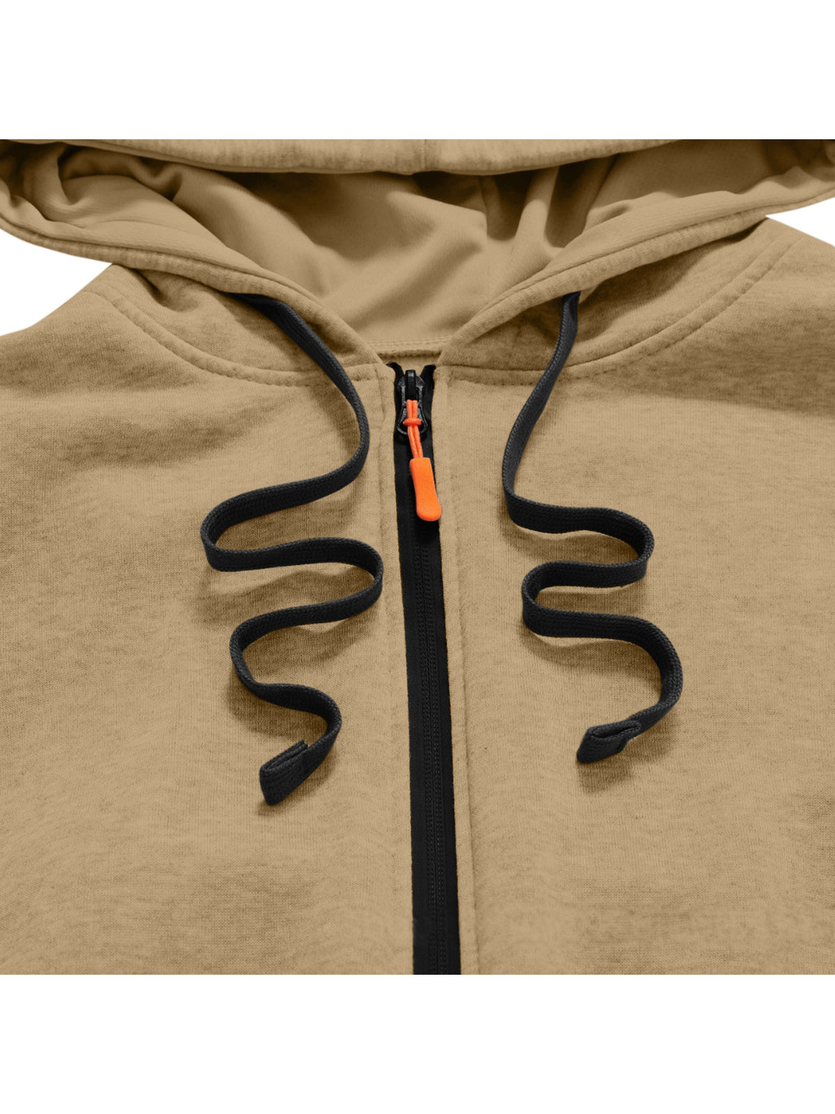 Men's Full-Zip Hooded Jacket with Mountain Print & Arm Zipper Pocket - Oversized Loose Fit Winter Coat, Hooded Streetwear Outerwear Suitable for, Urban Style, Machine Washable Warm Jacket - Khaki