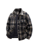 High-quality Plaid Heavyweight Men's Jacket, Simple Casual Couple's College-style Coat, Soft and Comfortable Classic Men's Jacket - Dark Brown
