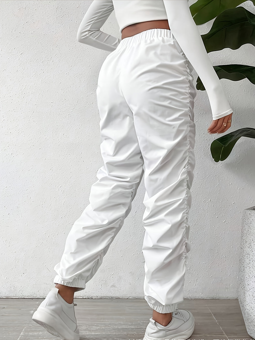 European and American Trendy Pleated Cuffed Pants - Unique Style, Express Yourself - White