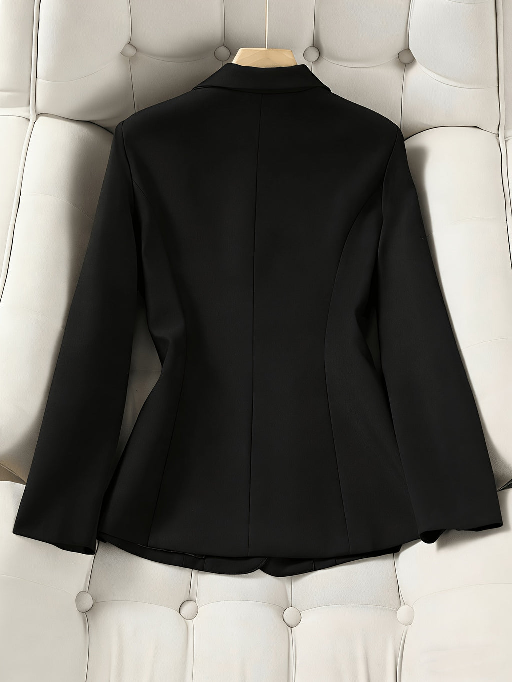 New Elegant Long-Sleeve Blazer for Spring, Autumn, and Winter - Waist-Defining Office Casual Versatile Jacket with Pockets - Black